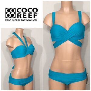 Coco Reef bra sized Teal bikini set. 36/38DD-XL